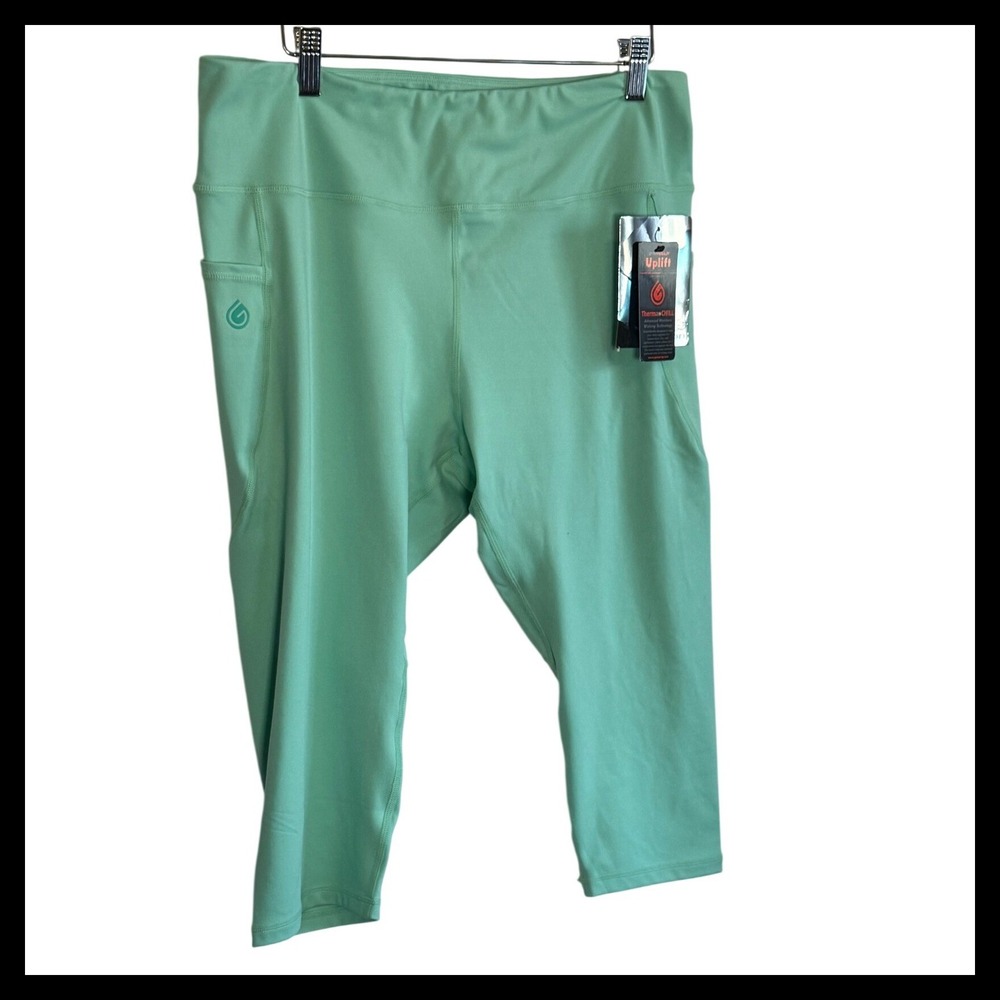 NWT Gymwrap Uplift Therma-CHILL Cropped‎ Leggings Mint Green Plus Size 1X
